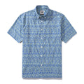 Blue Hand Painted Specimen Print 100% Cotton Button-down Shirt