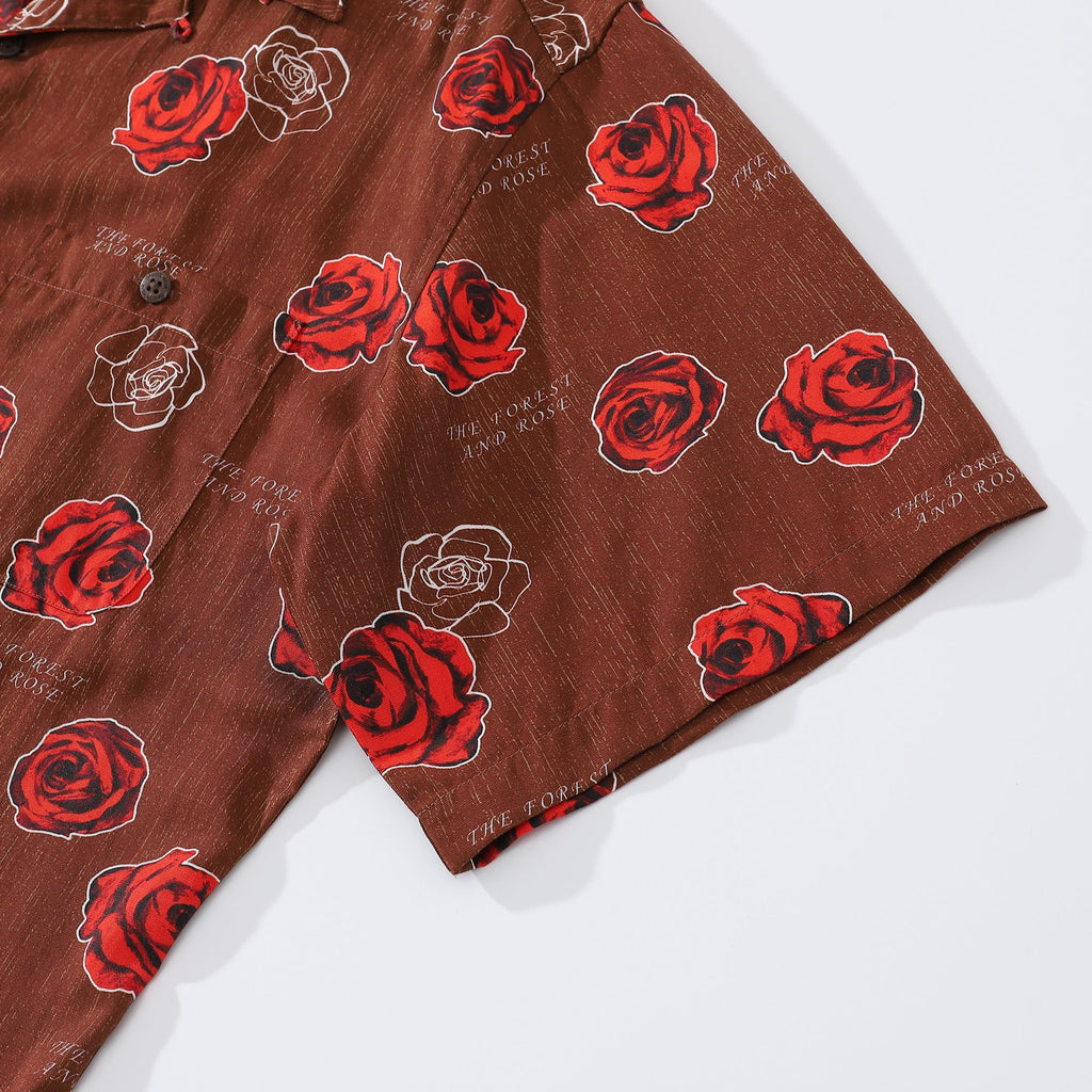 Valentine's Day Hawaiian Shirts For Men Gorgeous Rose Print Shirt Short Sleeve