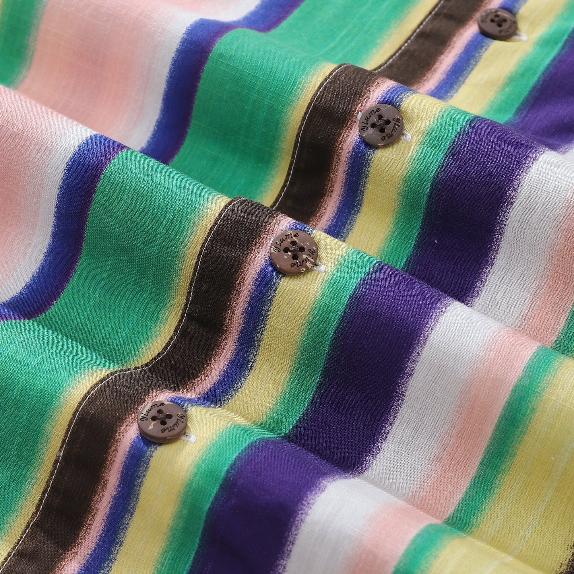 Hawaiian Shirt For Men Rainbow Stripe Shirt Camp Collar 100% Cotton