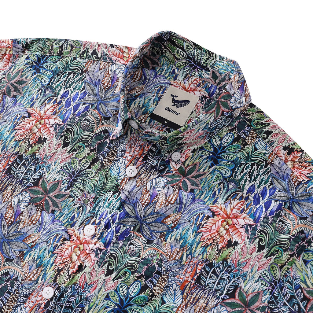 Men's Hawaiian Shirt Mysteries of the Jungle Print Cotton Button-down Short Sleeve Aloha Shirt
