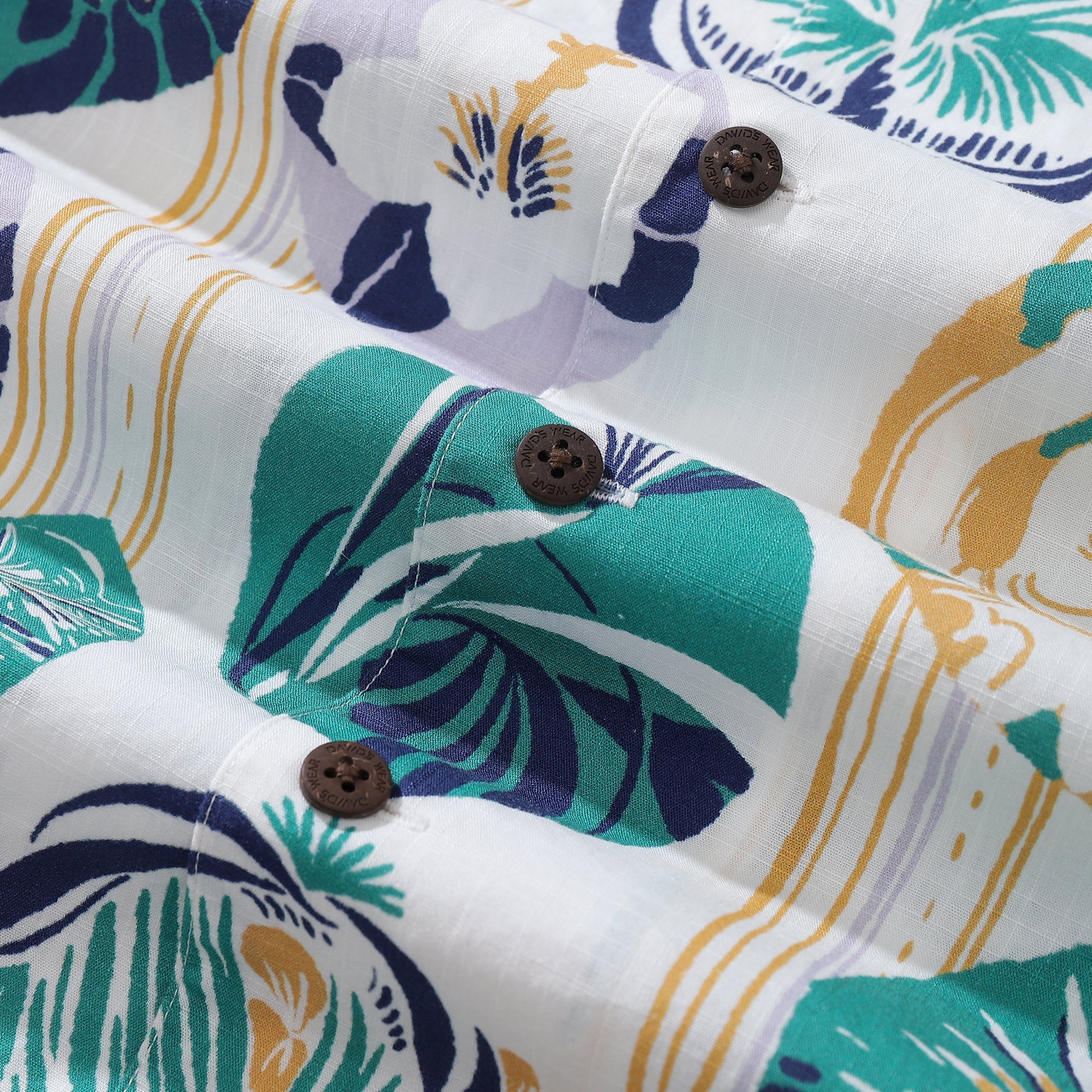 Striped Base Fabric with Vintage Tropical Flower Print Short-Sleeved Hawaiian Shirt